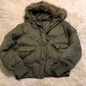 Military green puffer jacket